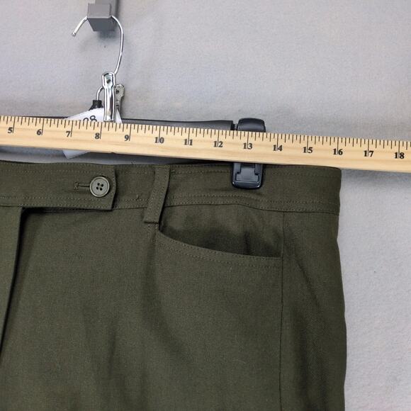 Talbots Heritage Wide Leg Pants Women's 8 33x32 Dark Green Flat Front Wool Blend - Picture 7 of 10